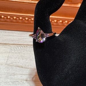 Elegant Purple Teardrop Ring